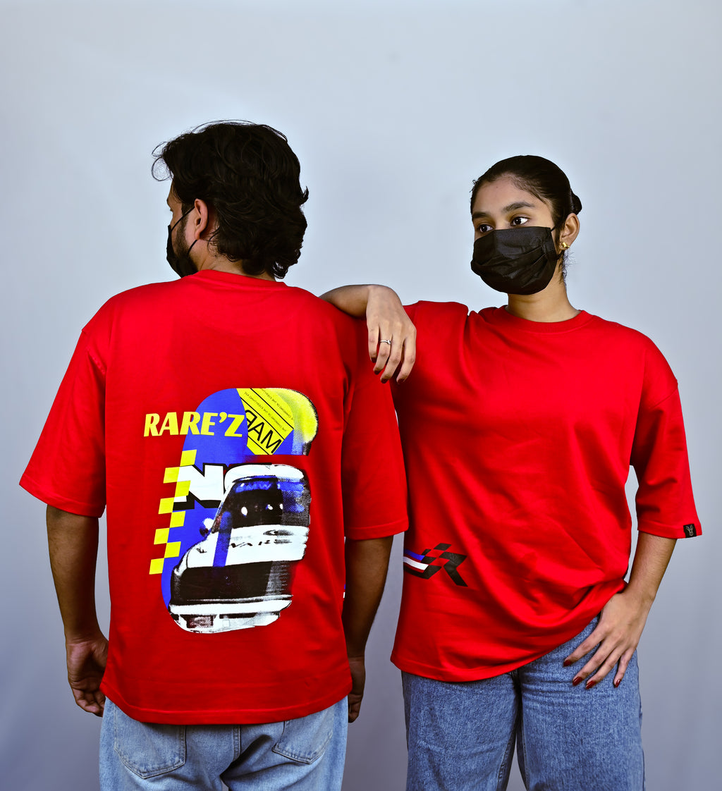 Red Unisex Oversized Red Drop Shoulder t-shirt